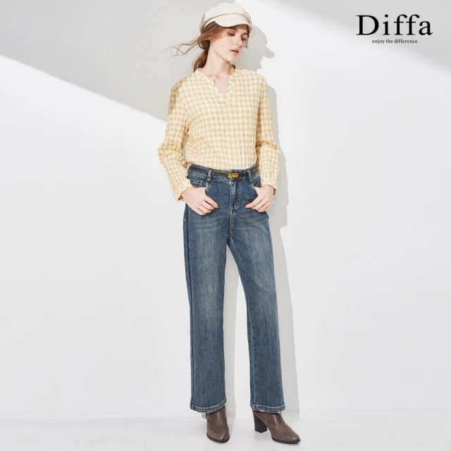 Diffa 精緻質感細格長褲-女評價推薦