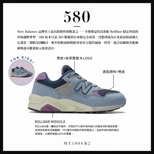 【NEW BALANCE】NB 運動鞋/復古鞋_男鞋/女鞋_灰藍色_MT580VB2-D