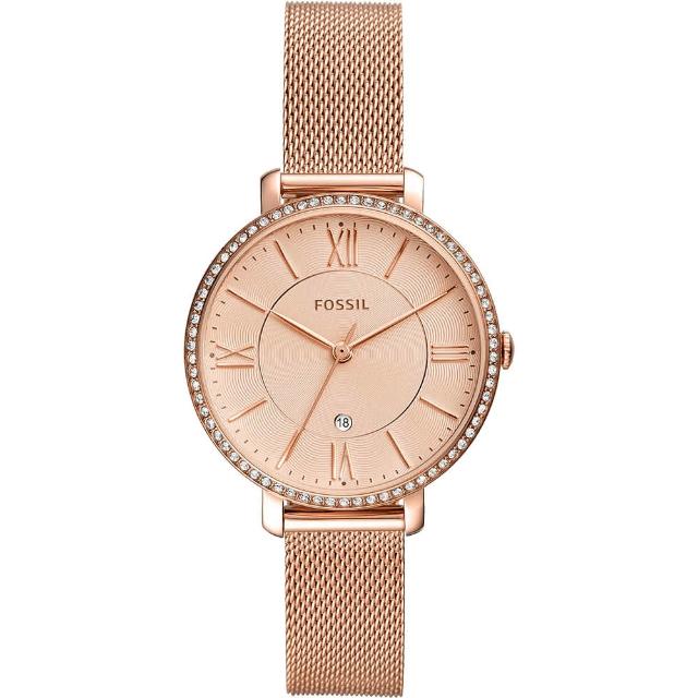 【FOSSIL】Jacqueline 晶鑽米蘭帶女錶-玫瑰金框/36mm 618年中慶 推薦(ES4628)