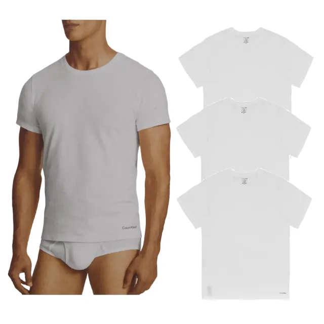 【Calvin Klein 凱文克萊】3件組 男短袖上衣(ck男上衣 ck男內衣 純棉 T-shirt 男T恤 男內衣 ck衣服 圓領)