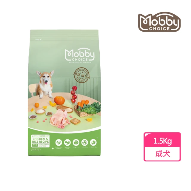 Mobby 莫比 C27 雞肉米成犬食譜1.5KG(狗飼料/挑嘴犬/體態管理)