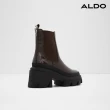 【ALDO】TALANARIEL-漆皮鬆緊造型皮革中筒靴(深棕色)