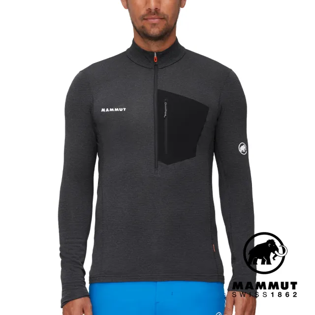 【Mammut 長毛象】Aenergy Light Half Zip Pull Men立領半拉鍊長袖排汗衣 黑/幻影黑 男款 #1014-03780