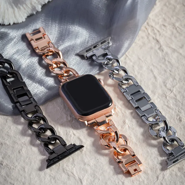 【ALL TIME 完全計時】Apple Watch S7/6/SE/5/4 38/40/41mm 小香風金屬鋼錶帶