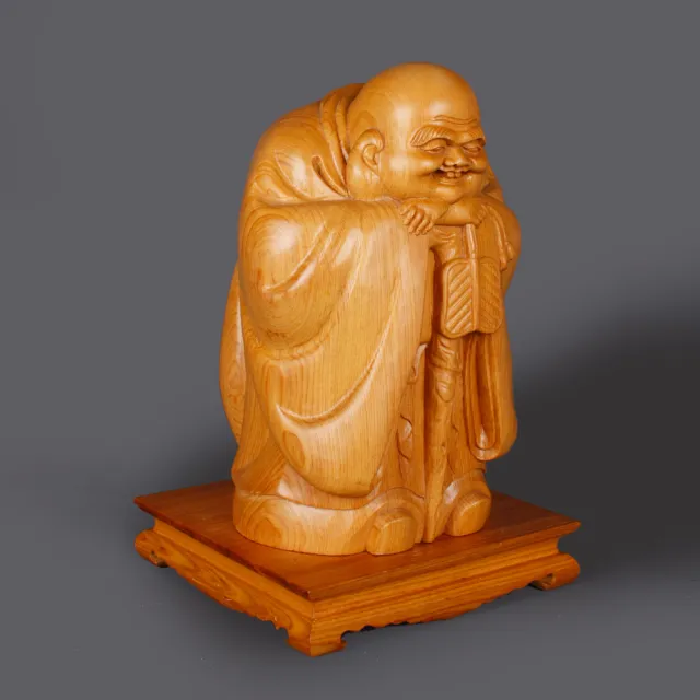 【MU LIFE 荒木雕塑藝品】高26公分 布袋佛(黃揚木/招財/七福神)