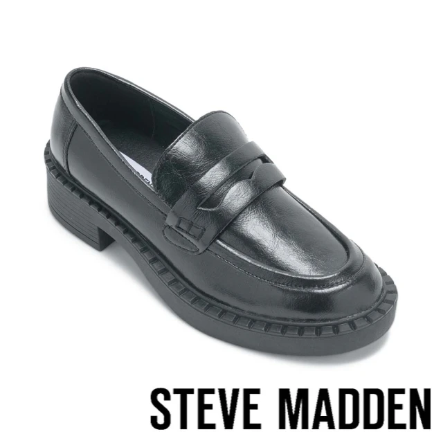 STEVE MADDEN ALLIED 皮革寬邊樂福鞋(黑色)