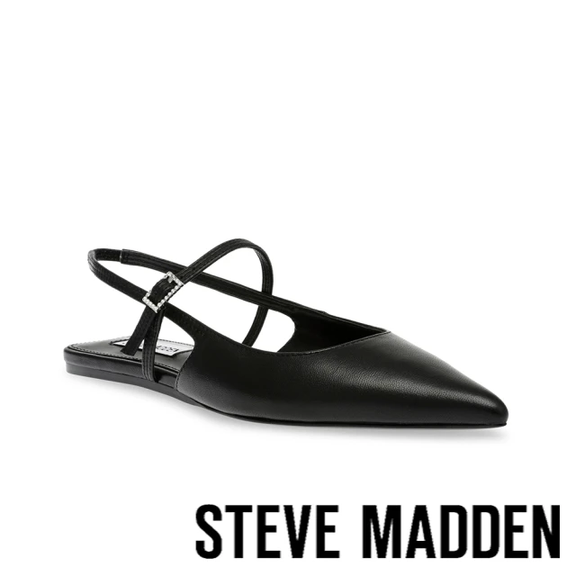 STEVE MADDEN KRYSTEN 尖頭繞踝平底鞋(黑色)