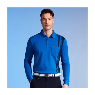 【Jack Nicklaus 金熊】GOLF男款直條紋印花POLO衫/高爾夫球衫(藍色)