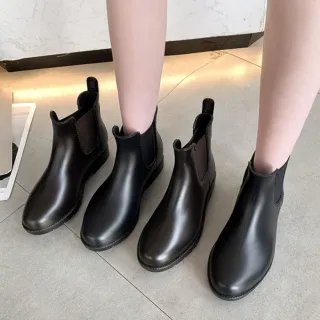【baibeauty 白鳥麗子】韓風顯瘦素面切爾西短筒靴(防水雨靴)