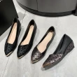 【baibeauty 白鳥麗子】MIT優雅方格金屬拼接楔型包鞋(尖頭鞋)