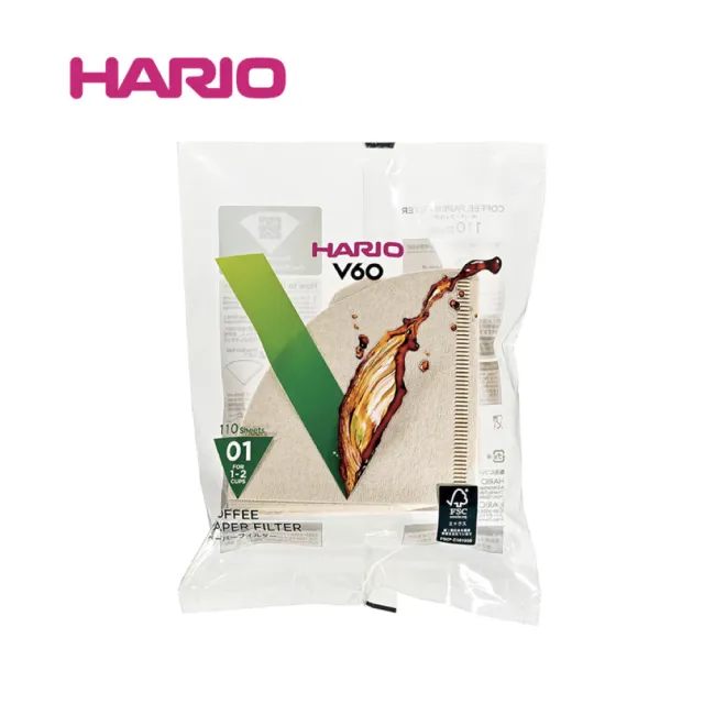 【HARIO】V60無漂白01濾紙110張*5(新包裝上市)