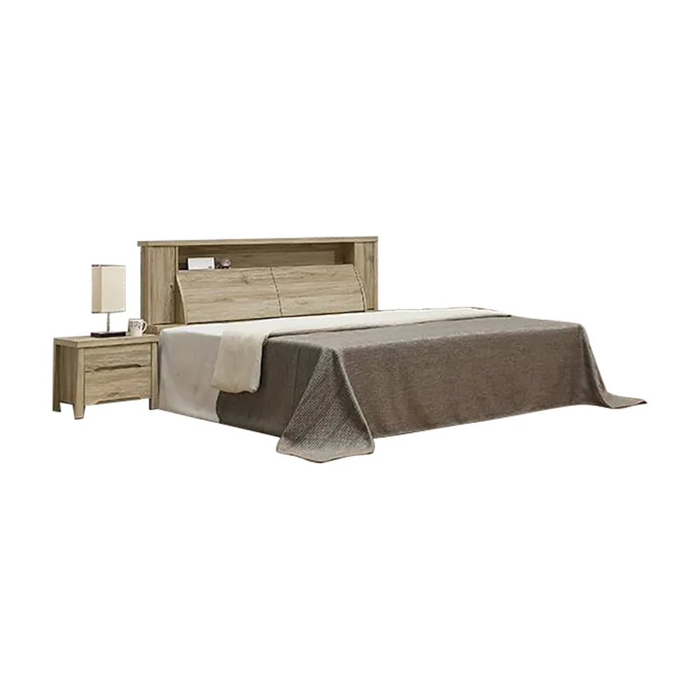 【IHouse】高斯 天然橡木收納床頭+床底二件組 雙大6尺