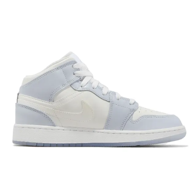 NIKE 耐吉】休閒鞋Air Jordan 1 Mid SE GS 女鞋大童鞋白藍AJ1 喬丹閃亮