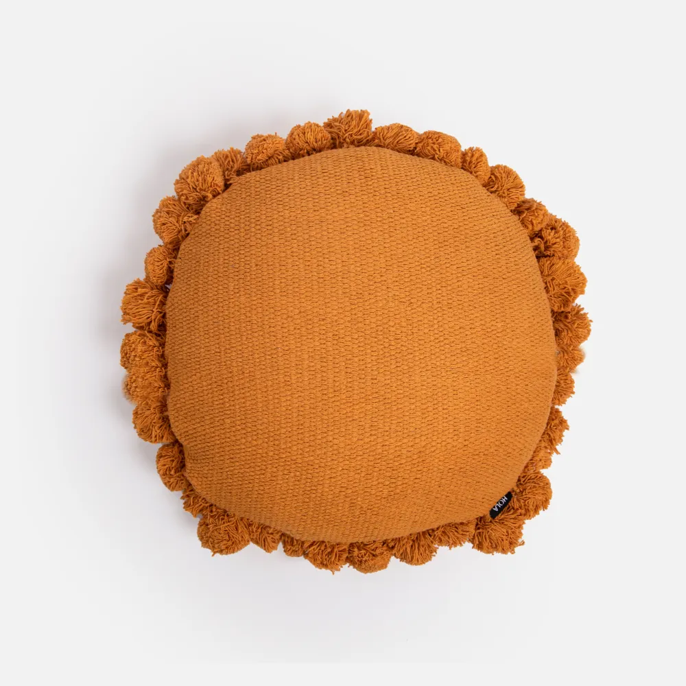 【HOLA】奧可利棉質手工編織抱枕50x50 琥珀黃