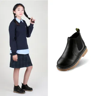 【Paperplanes】韓國空運。皮革拉鍊厚底短靴皮靴 靴子  童鞋 畢業典禮  中性款 男童 女童(7-8220/現貨)