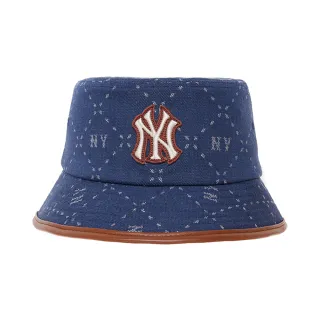 【MLB】童裝 牛仔丹寧漁夫帽 童帽 MONOGRAM系列 紐約洋基隊(7AHTMD63N-50NYS)
