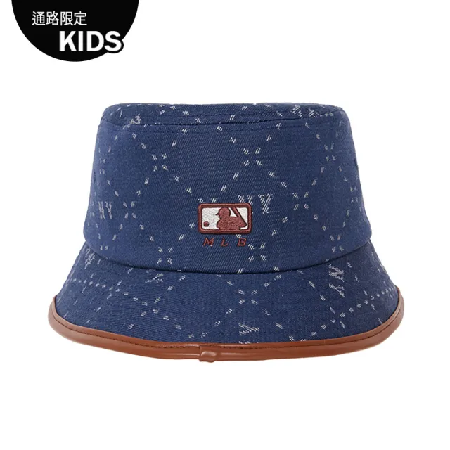 【MLB】童裝 牛仔丹寧漁夫帽 童帽 MONOGRAM系列 紐約洋基隊(7AHTMD63N-50NYS)