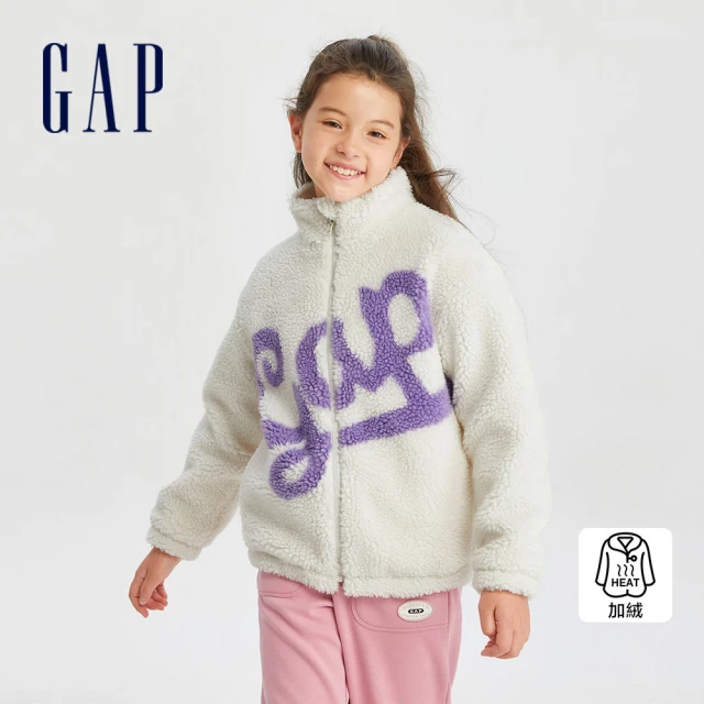 GAP 女童裝 Logo純棉印花長袖T恤-黑白撞色(8897