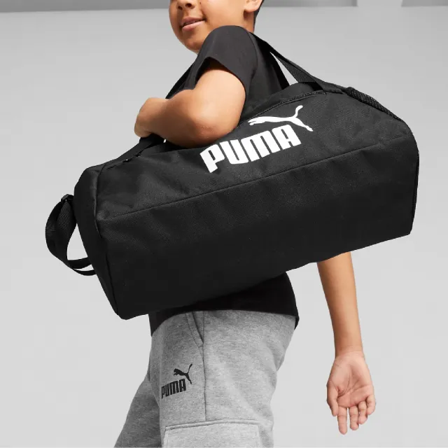 【PUMA】包包 Phase Sports Duffle Bag 男女款 黑 白 健身包 行李袋 手提 大容量(079949-01)