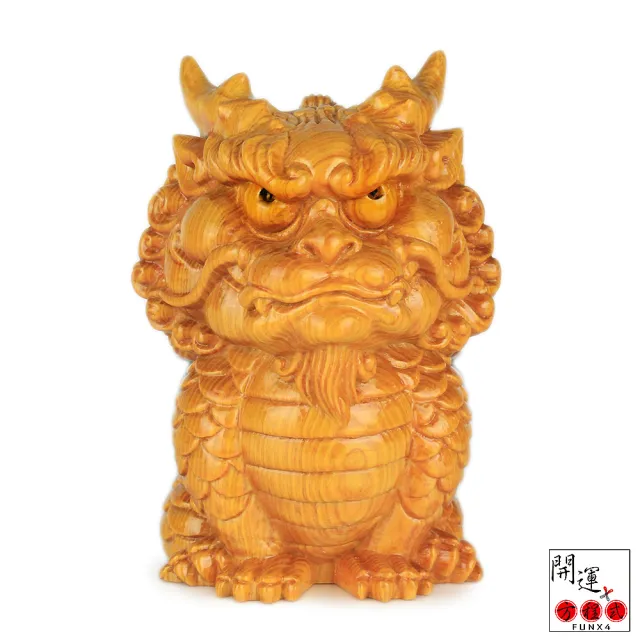 【開運方程式】檜木神獸麒麟 招財鎮宅送子14cm(木雕開運擺飾 陽宅風水/入厝禮)