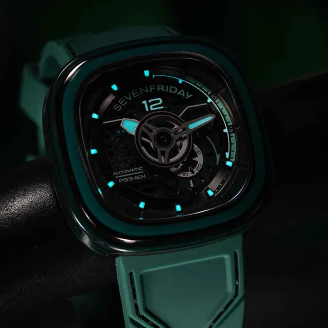 【SEVENFRIDAY】彩色碳纖維 透視自動上鍊機械錶-47X47.6mm(PS3/05)