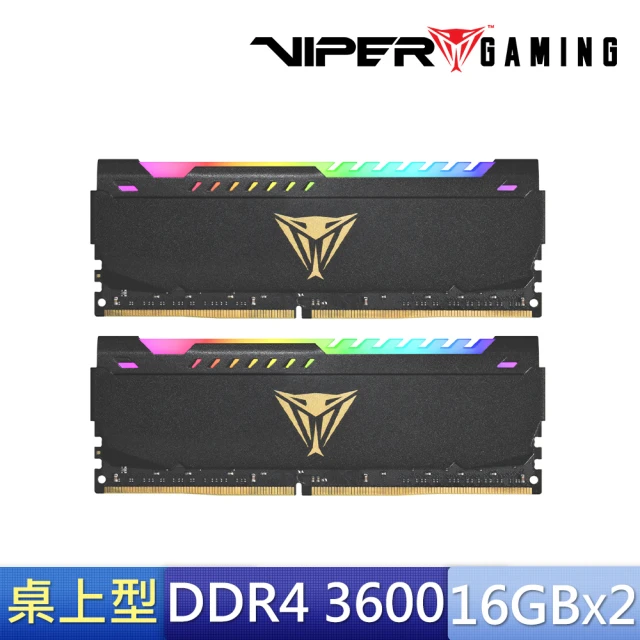 【PATRiOT 博帝】Viper Steel RGB DDR4 3600MHz 32GB 桌上型記憶體(2x16GB)