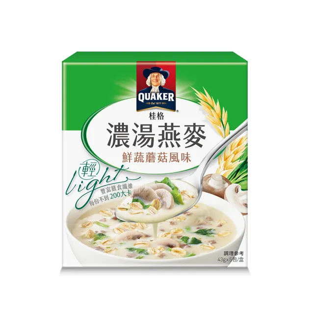 【QUAKER 桂格】濃湯燕麥系列口味任選6入組(鮮蔬蘑菇/番茄牛肉風味/奶油玉米/白醬雞肉風味/洋蔥起司)