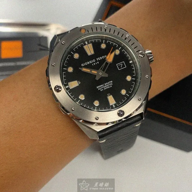 【GIORGIO FEDON 1919】GiorgioFedon1919手錶型號GF00125(黑色錶面銀錶殼深黑色真皮皮革錶帶款)