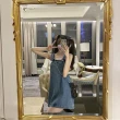 【Shiny 藍格子】時尚顯瘦大口袋造型牛仔吊帶裙 V3789 現+預(女裝 裙子 短裙)