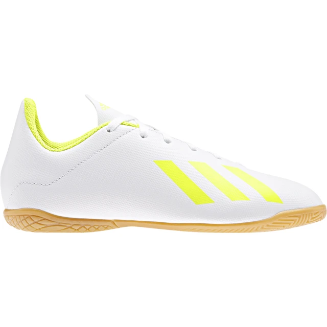 【adidas 愛迪達】X 18.4 IN J 兒童 室內足球鞋 白螢光黃(BB9411)