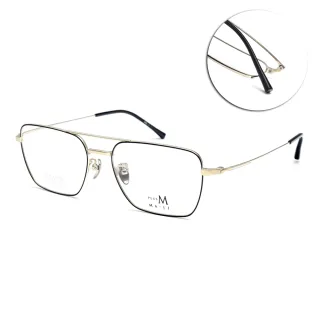【MA-JI MASATOMO】復古雙槓方框光學眼鏡 日本鈦 PLUS M系列(黑 金#PMJ075 C1)