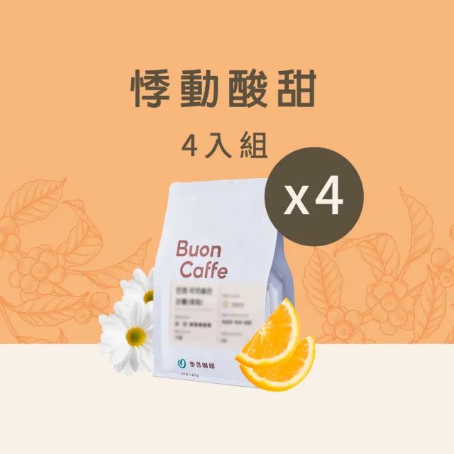 【Buon Caffe 步昂咖啡】悸動酸甜4件組合 淺焙 新鮮烘焙咖啡(227g x 4包)