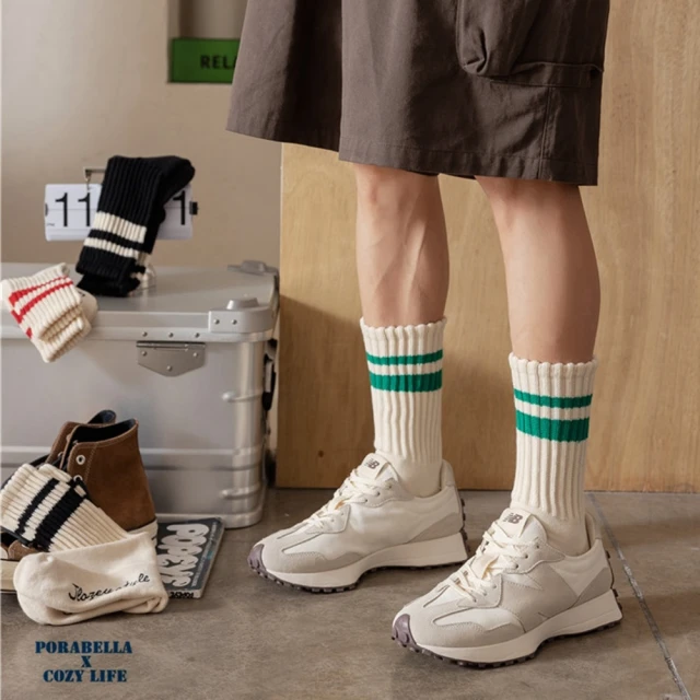 PorabellaPorabella 任選三雙 襪子 中性男女襪 中筒襪 撞色線條襪 運動襪 籃球襪 加厚襪 SPORT SOCKS