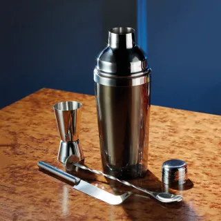 【KitchenCraft】酒杯+調酒工具6件(雪克杯 搖酒器 隔冰匙 吧平匙 調酒用具 吧台刀)