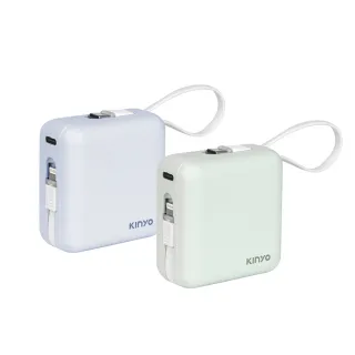 【KINYO】KPB-2303 10000mAh 10.5W Type-C/蘋果 大方塊雙線夾心隨手充行動電源(自帶線)