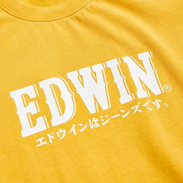 【EDWIN】女裝 小火車復古LOGO短袖T恤(黃色)