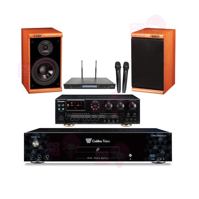 【金嗓】CPX-900 K1A+AK-7+SR-889PRO+DM-825II木(4TB點歌機+擴大機+無線麥克風+喇叭)
