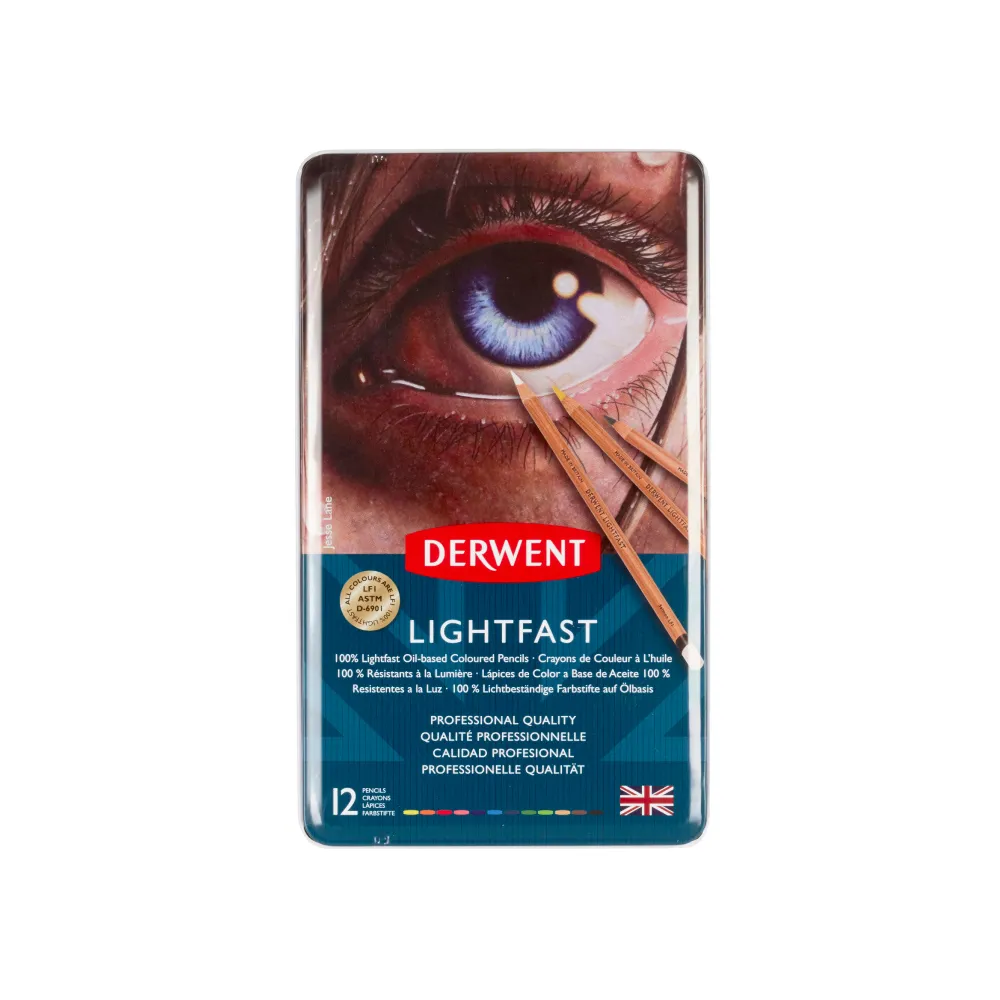 【Derwent 德爾文】LIGHTFAST油性色鉛12色-鐵盒裝