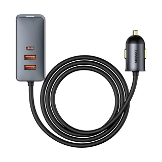 【BASEUS】倍思 120W倍享帶線四孔快充車用充電器2Type-C+2USB-A(車載充電器/車載供應器/點煙器)