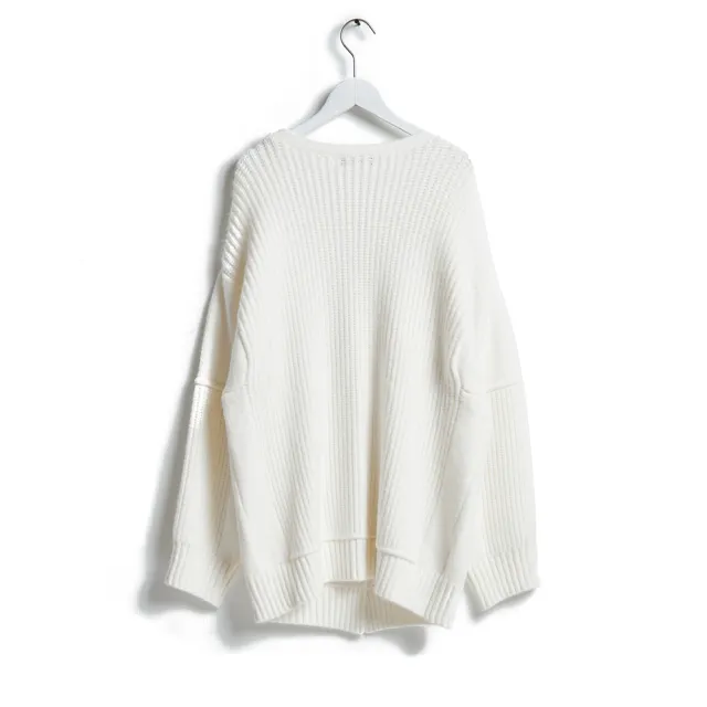 【SOMETHING】女裝 長版開襟毛衣針織外套(白色)