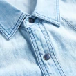 【EDWIN】男裝 雙口袋長袖丹寧襯衫(石洗藍)