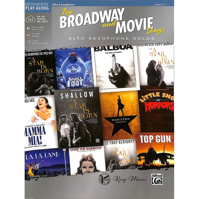 Kaiyi Music 凱翊音樂 Top Broadway and Movie Songs Alto Sax Book