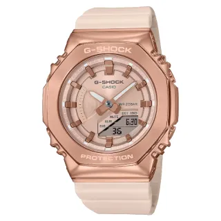 【CASIO 卡西歐】自信閃耀粉紅金女士時尚雙顯腕錶 40.4mm(GM-S2100PG-4A)