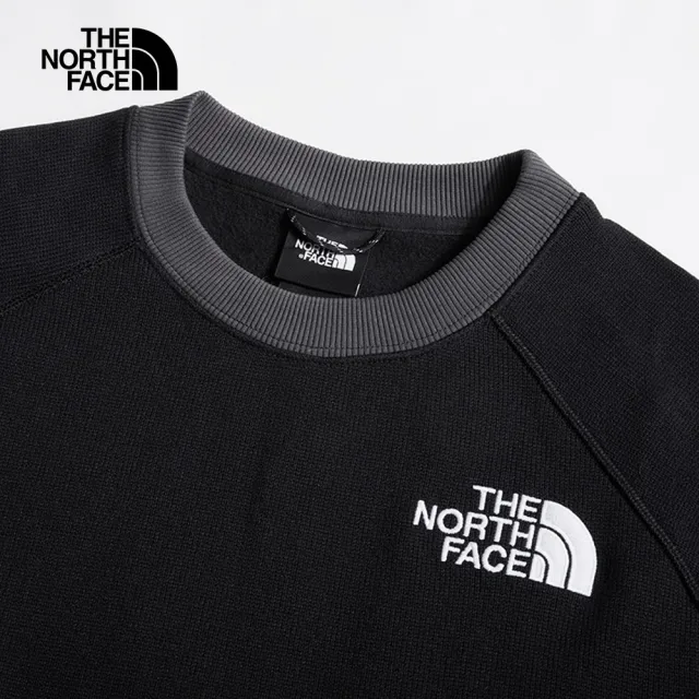 【The North Face 官方旗艦】北面UE女款黑色舒適保暖大口袋長袖大學T｜83QBKT0