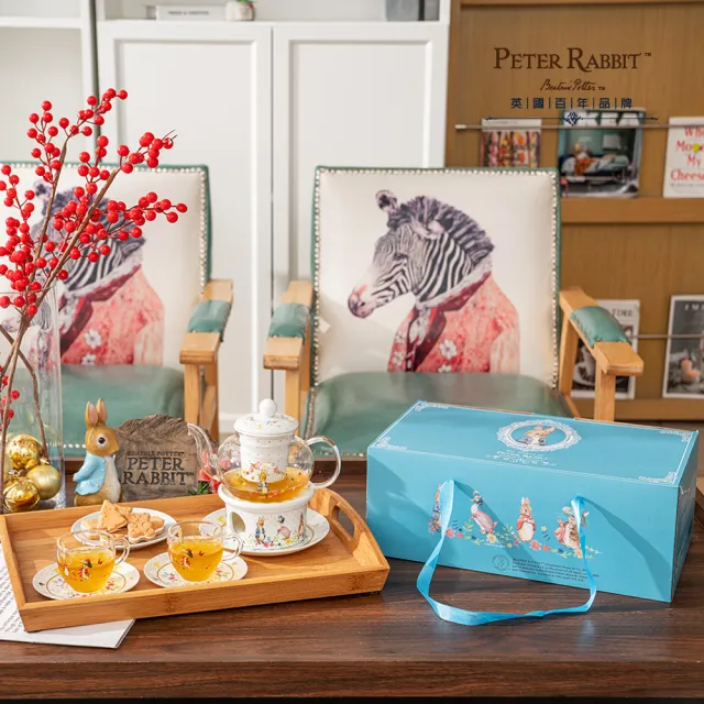 【PETER RABBIT 比得兔】經典花茶壺禮盒-一壺二杯二盤