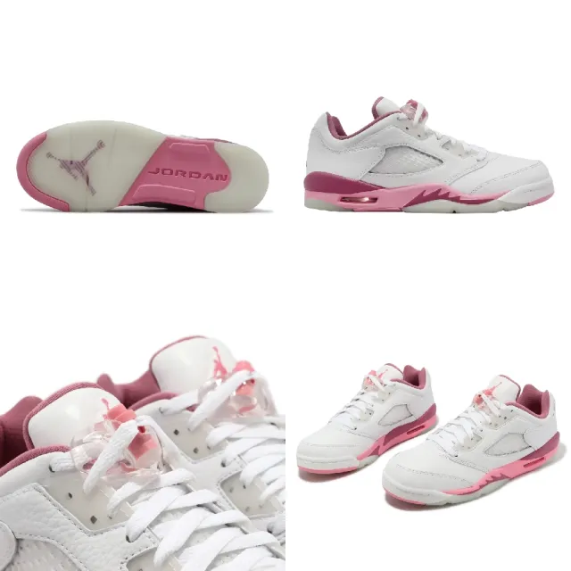 NIKE 耐吉 休閒鞋 Air Jordan 5 Retro Low GS 女鞋 大童鞋 白 珊瑚粉 AJ5 低筒(DX4390-116)