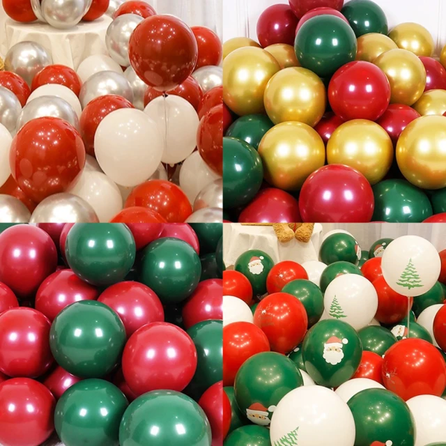 派對佈置聖誕節50顆氣球組1組-送打氣筒(聖誕 布置 氣球 裝飾 氣球樹 套組)