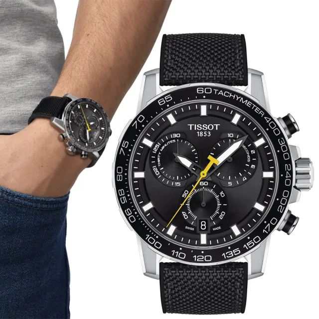 【TISSOT 天梭 官方授權】SUPERSPORT CHRONO 三眼計時手錶-45.5mm 情人節 禮物(T1256171705102)