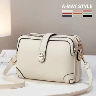 【Amay Style 艾美時尚】女包 肩背包 方包 極簡時尚三層斜背小方包(9色.現貨+預購)