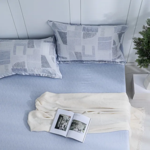 【IN-HOUSE】80支天絲棉三件式枕套床包組-寧靜藍影(雙人)